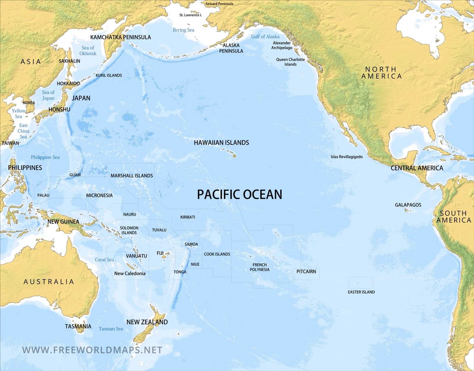 Запишите острова тихого океана. Острова Тихого океана на карте. Моря Тихого океана на карте. Западное побережье Тихого океана карта. Pacific Ocean на карте.