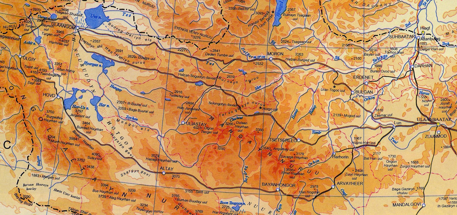 Географическое положение алтая горы. Физическая карта Монголии. Физ карта Монголии. Гора Бурхан-Халдун на карте. Монголия подробная физическая карта.