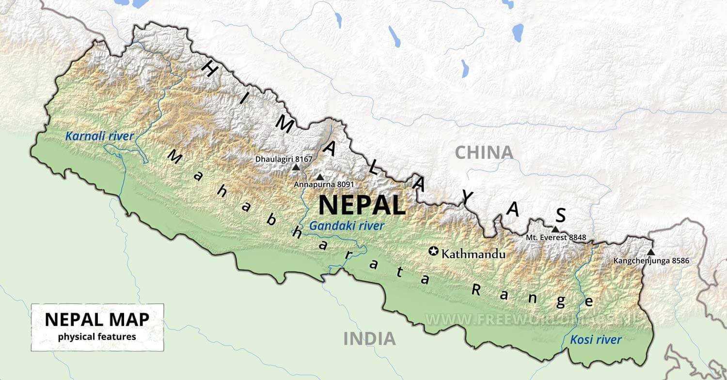 Эверест на карте россии где находится. Республика Непал на карте.