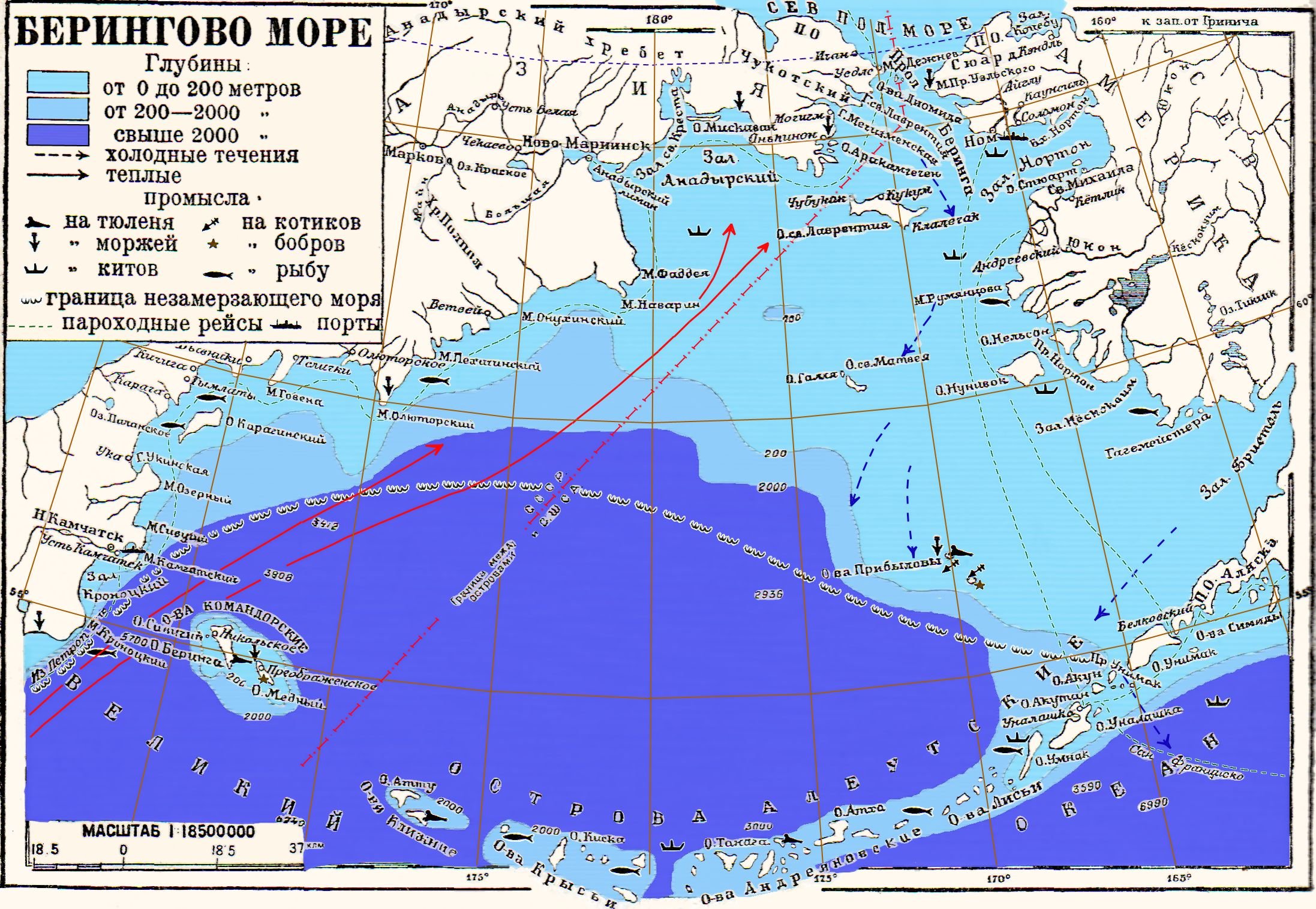 3 течения тихого океана. Карта глубин Берингова моря. Граница России в Беринговом море на карте. Берингово море на карте Тихого океана. Берингово море границы на карте.